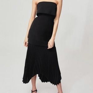 C/MEO Collective Take Seriously Strapless Popover Pleated Midi Dress, Large